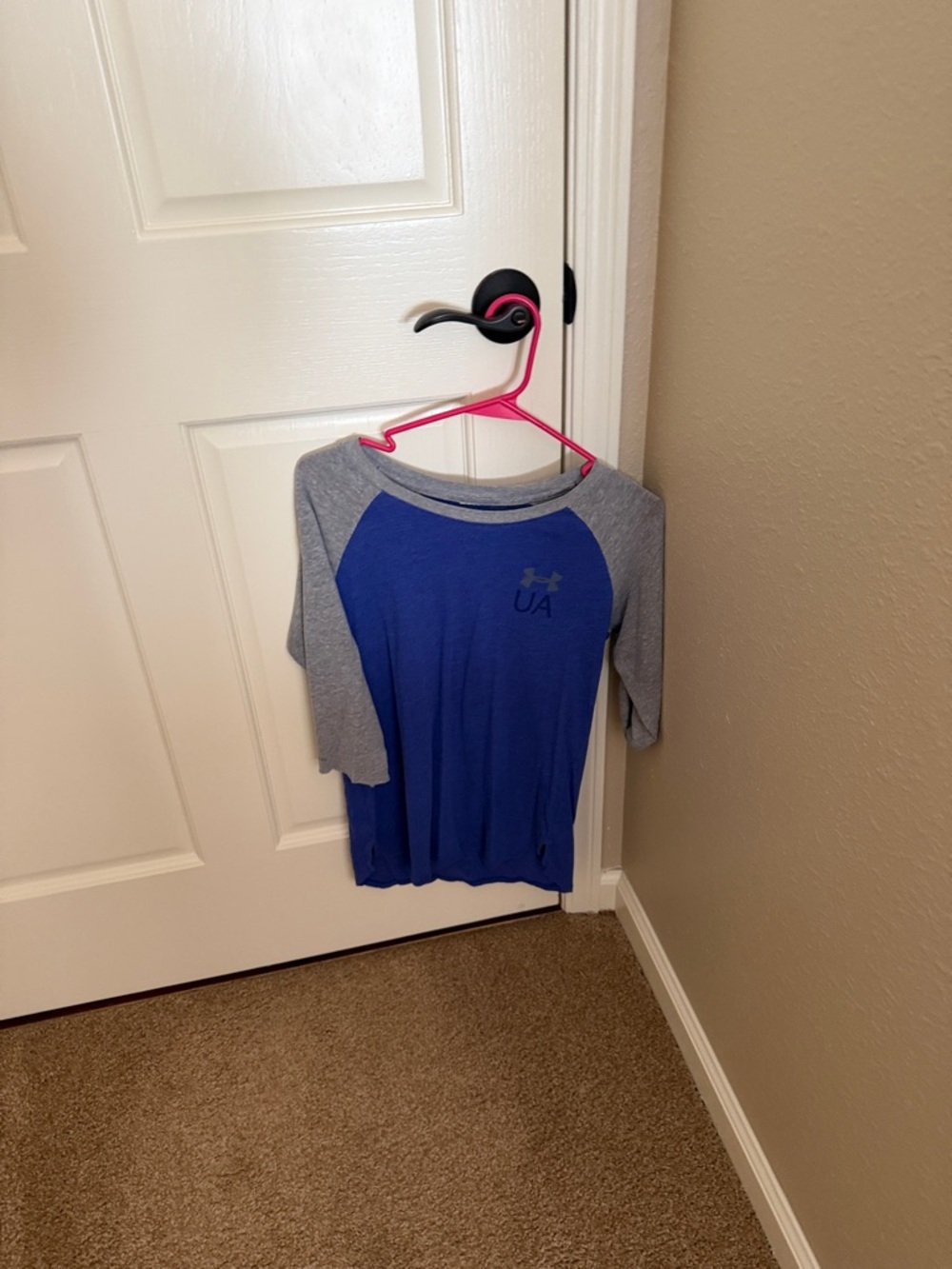 Under Armour Boys Blue and Gray Raglan Short Sleeve Tee